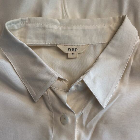 Nap Loungewear Size‎ Medium Women's Oversized Cupro Button Down Shirt in Cream - Picture 10 of 12